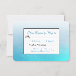 Aqua Black en Blue Wedding RSVP-kaart RSVP Kaartje