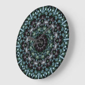Aqua, Black en Sage Boho Style Paisley Grote Klok (Hoek)
