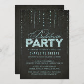Aqua & Black Glitter Kijk Bachelorette Party Kaart (Voorkant / Achterkant)