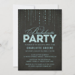 Aqua & Black Glitter Kijk Bachelorette Party Kaart