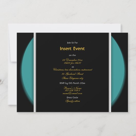 Aqua Black kerstboomfeest Kaart (Achterkant)