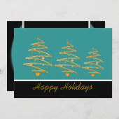 Aqua Black kerstboomfeest Kaart (Voorkant / Achterkant)