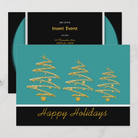 Aqua Black kerstboomfeest Kaart (Voorkant / Achterkant)