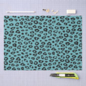 Aqua Black Leopard Print Tissuepapier (Craft)
