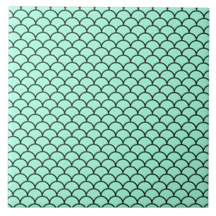 Aqua Black Mermaid Design Custom Decorative Tile Tegeltje