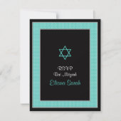 Aqua Black Mini Polka Dots Bat Mitswa RSVP-kaart RSVP Kaartje (Voorkant)
