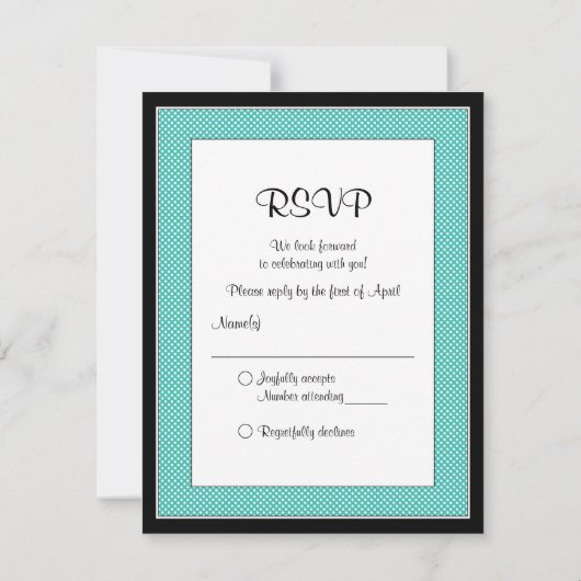 Aqua Black Mini Polka Dots Bat Mitswa RSVP-kaart RSVP Kaartje (Achterkant)