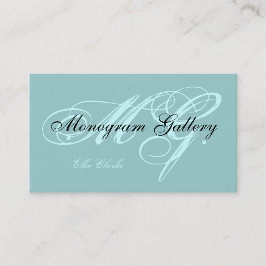  Aqua Black Monogram Visitekaartje (Voorkant)