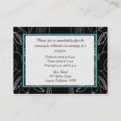 Aqua & Black Tortelduifjes bruiloft receptie Kaart (Achterkant)