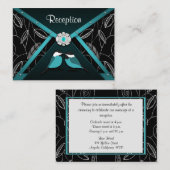 Aqua & Black Tortelduifjes bruiloft receptie Kaart (Voorkant / Achterkant)