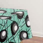 Aqua, Black & White Atomic Blobs | Midden-eeuw Tafelkleed (Voorbeeld)