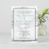 Aqua Black White Winter Tree Weddenschap Kaart (Staand voorkant)