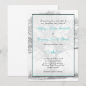 Aqua Black White Winter Tree Weddenschap Kaart (Voorkant / Achterkant)