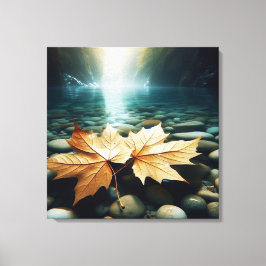 Aqua Bladeren Canvas Afdruk