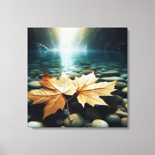 Aqua Bladeren Canvas Afdruk (Voorkant)