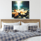 Aqua Bladeren Canvas Afdruk (Insitu (Slaapkamer))