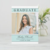 Aqua Blau Afstudeerfeest Modern Kaart (Staand voorkant)
