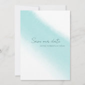 Aqua Blau Calligraphy Watercolor Save the Date Kaart (Achterkant)
