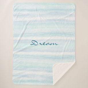 Aqua Blau Muntwit Waterverf Strepen Sherpa Deken