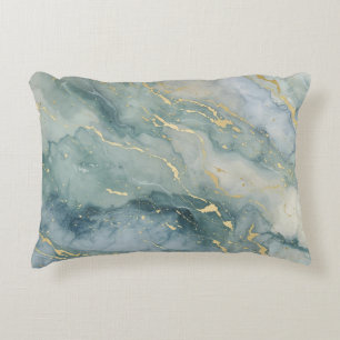 Aqua Blau Salie Groen Goud Abstracte Print Accent Kussen