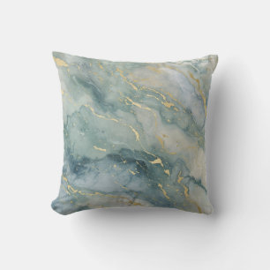 Aqua Blau Salie Groen Goud Abstracte Print Kussen