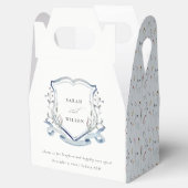 Aqua Blau Wilde Bloem Waterverf Crest Trouw Bedankdoosjes (Geopend)