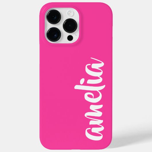 Aqua blauw aangepaste naam script vet heet roze Case-Mate iPhone case (Achterkant)
