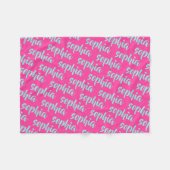 Aqua blauw aangepaste naam script vet heet roze fleece deken (Voorkant (Horizontaal))