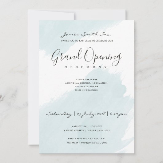 AQUA BLAUW ACRYLVATK OPENINGSCEREMONIE KAART (Voorkant)