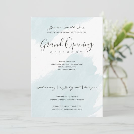 AQUA BLAUW ACRYLVATK OPENINGSCEREMONIE KAART (Staand voorkant)