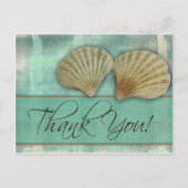 Aqua blauw bedankt - met zeeschelpen briefkaart (Voorkant)