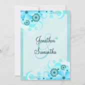Aqua Blauw Blauwgroen Hibiscus Bloemenbruiloft Kaart (Achterkant)