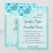 Aqua Blauw Blauwgroen Hibiscus Bloemenbruiloft Kaart (Voorkant / Achterkant)