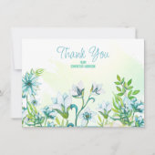 Aqua Blauw/Blauwgroen Waterverf Bloemen Gepersonal Notitiekaartje (Voorkant)