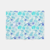 Aqua-blauw-blauwgroen waterverf gemengd ontwerp va fleece deken (Voorkant (Horizontaal))