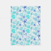 Aqua-blauw-blauwgroen waterverf gemengd ontwerp va fleece deken (Voorkant)