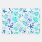 Aqua-blauw-blauwgroen waterverf gemengd ontwerp va inpakpapier vel (Voorkant 3)