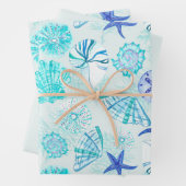 Aqua-blauw-blauwgroen waterverf gemengd ontwerp va inpakpapier vel (In situ)