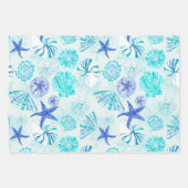 Aqua-blauw-blauwgroen waterverf gemengd ontwerp va inpakpapier vel (Voorkant)