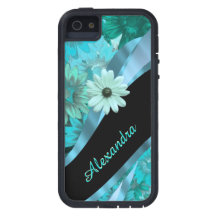 aqua blauw bloempatroon gepersonaliseerd
