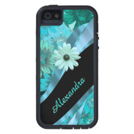  aqua blauw bloempatroon gepersonaliseerd Case-Mate iPhone case