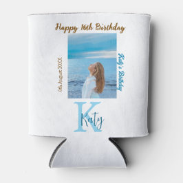 Aqua blauw bruin gelukkige 16e verjaardag foto naa blikjeskoeler