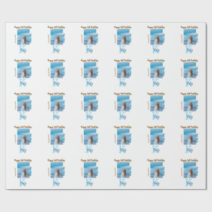 Aqua blauw bruin gelukkige 16e verjaardag foto naa cadeaupapier