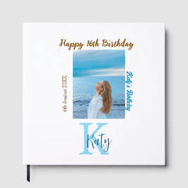 Aqua blauw bruin gelukkige 16e verjaardag foto naa gastenboek