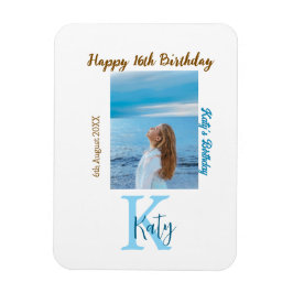 Aqua blauw bruin gelukkige 16e verjaardag foto naa magneet