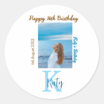 Aqua blauw bruin gelukkige 16e verjaardag foto naa