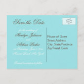 Aqua Blauw, Bruin, Wit Damask Save the Date Kaart (Achterkant)