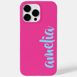 Aqua blauw custom name script roze I Phone Case