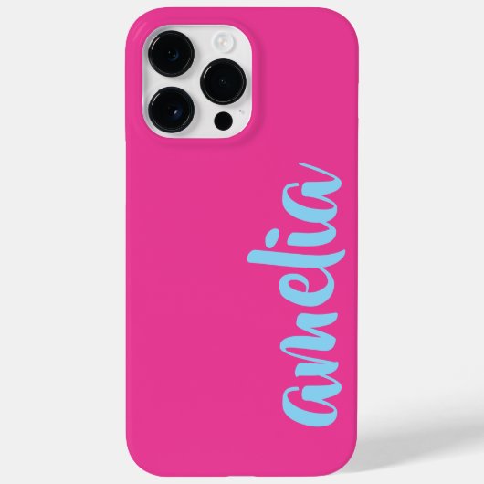 Aqua blauw custom name script roze I Phone Case (Achterkant)
