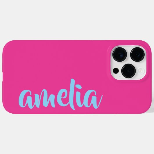 Aqua blauw custom name script roze I Phone Case (Achterkant (horizontaal))